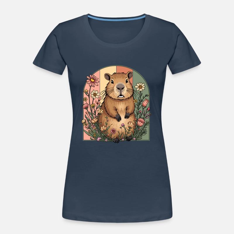 Capybara Cottagecore Blumen Romantisch Mädchen Frauen Premium Bio T-Shirt