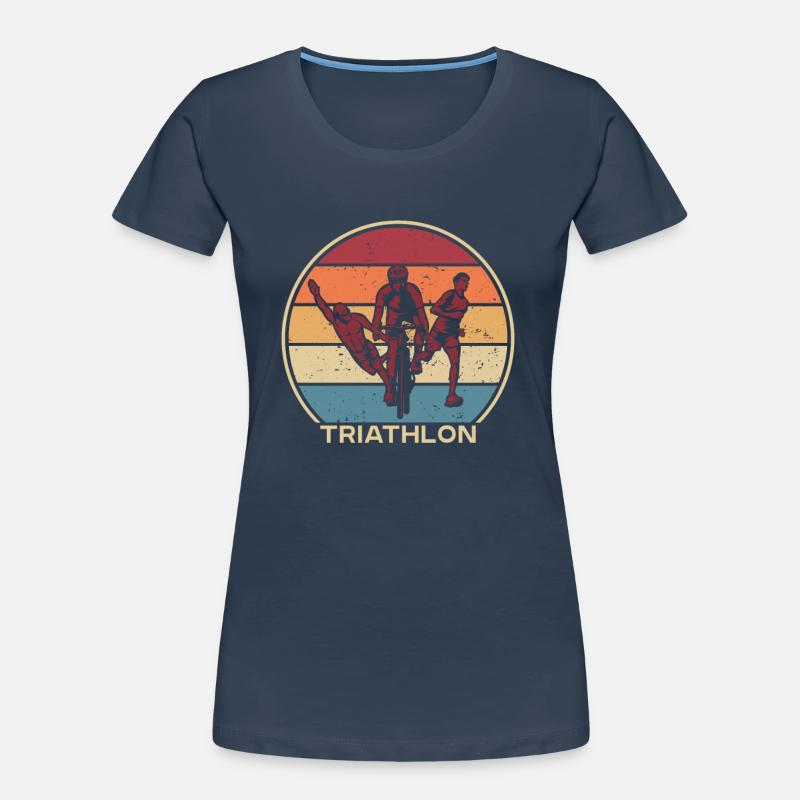 Retro Triathlonrad Triathlet Training Profi Frauen Premium Bio T-Shirt