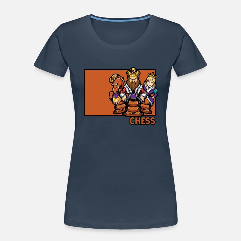 Chess Doodle Chinese Hanzi Queen Player Women's Premium Organic T-Shirt