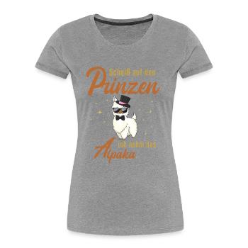 Ich nehm das Alpaka Pako Lama Huacaya - Frauen Premium Bio T-Shirt -  - Vorne - Mia (176cm)