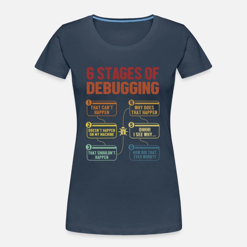 6 Stages of Debugging Software Engineer Coder Women's Premium Organic T-Shirt