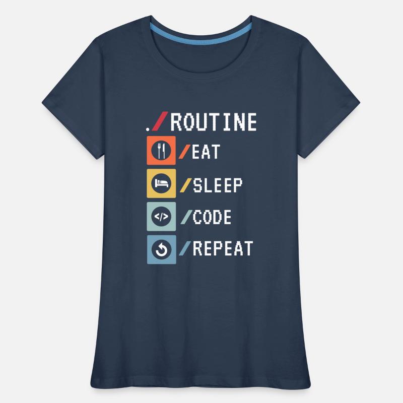 Routine Eat Sleep Code Repeat Developer Coder Frauen Premium Bio T-Shirt