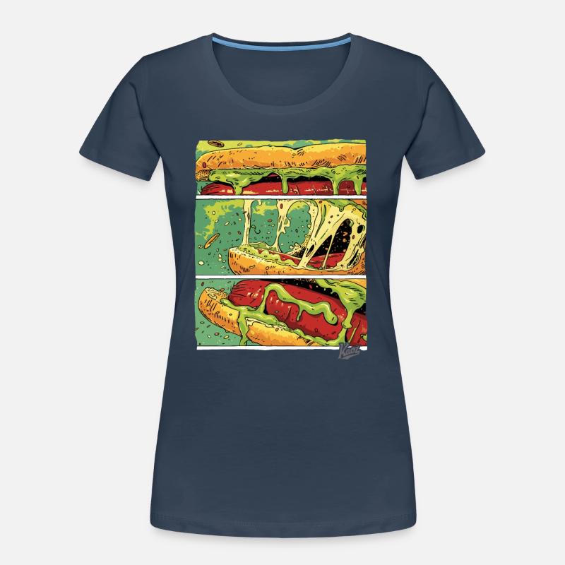 Comic-Panels: Käse-Monster-Wurst im Brötchen Frauen Premium Bio T-Shirt