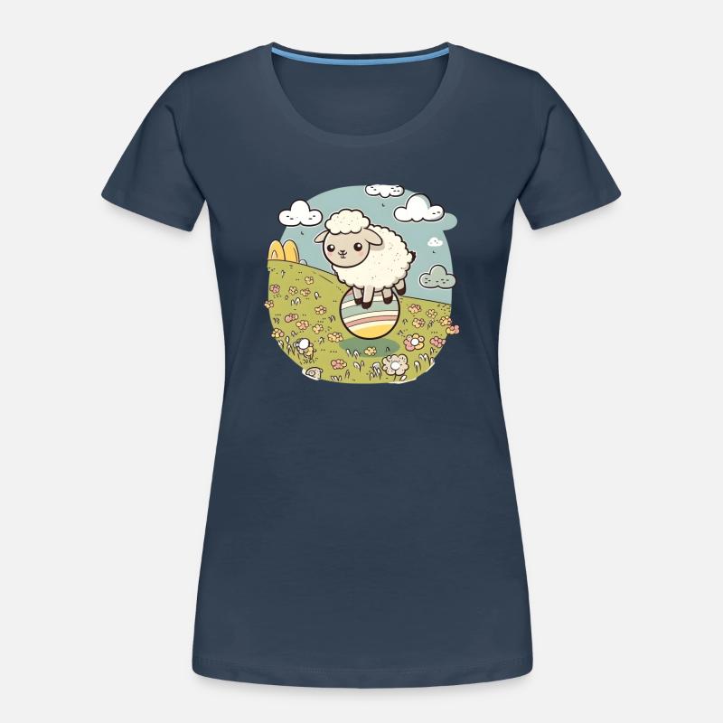 Sheep on an Easter meadow on an Easter egg Women's Premium Organic T-Shirt