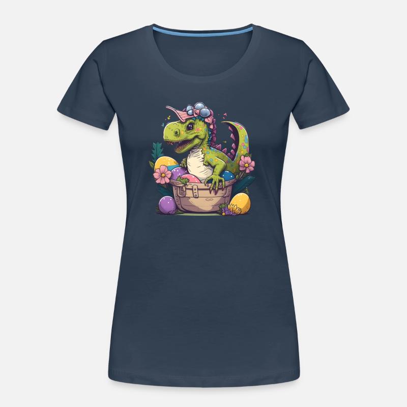 Dino in an Easter basket with Easter eggs Women's Premium Organic T-Shirt