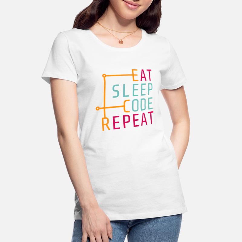 Répétition de code Eat Sleep - Coder Developer Computer T-shirt bio Premium Femme