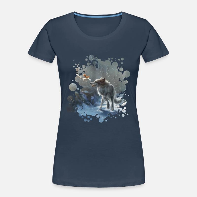 Wolf Eichhörnchen Winter Frauen Premium Bio T-Shirt
