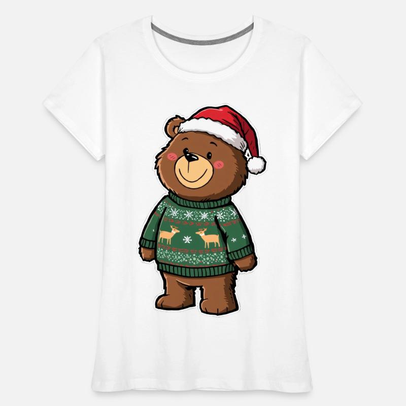 Ours mignon avec pull de Noël T-shirt bio Premium Femme