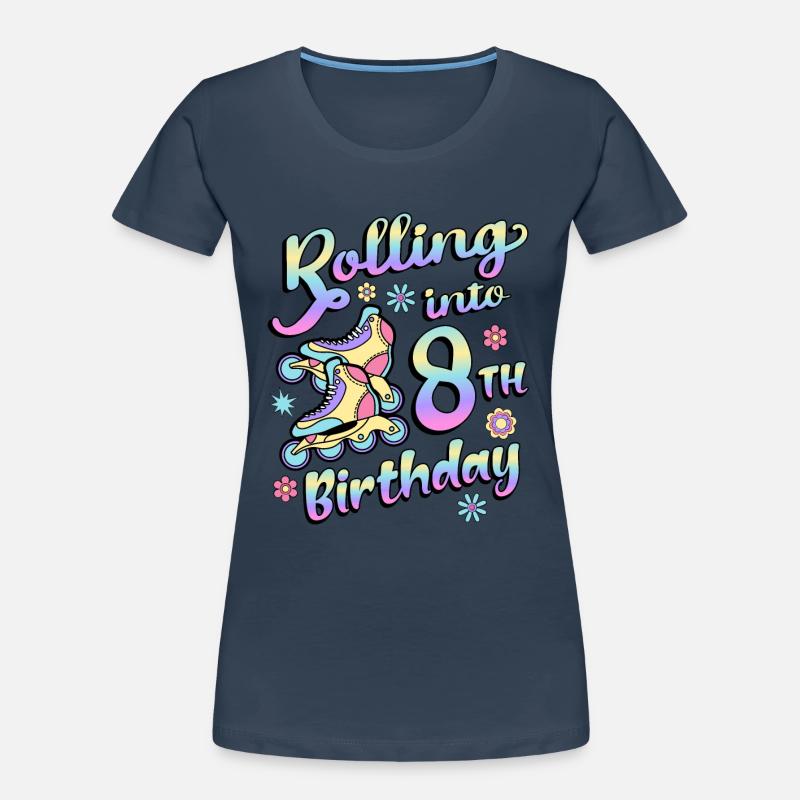 Rolling Into 8th Birthday Roller Skater Inline Women's Premium Organic T-Shirt