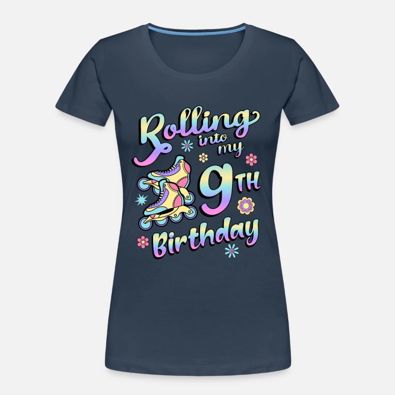 Rolling Into My 9th Birthday Roller Skater Inline Women's Premium Organic T-Shirt