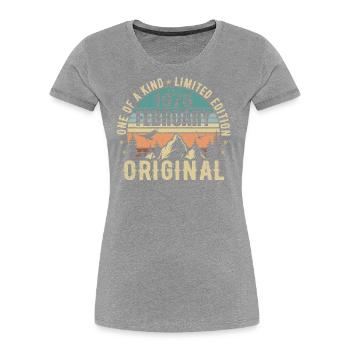 49ème Anniversaire Original Vintage Février 1976 - T-shirt bio Premium Femme -  - Devant - Mia (176cm)
