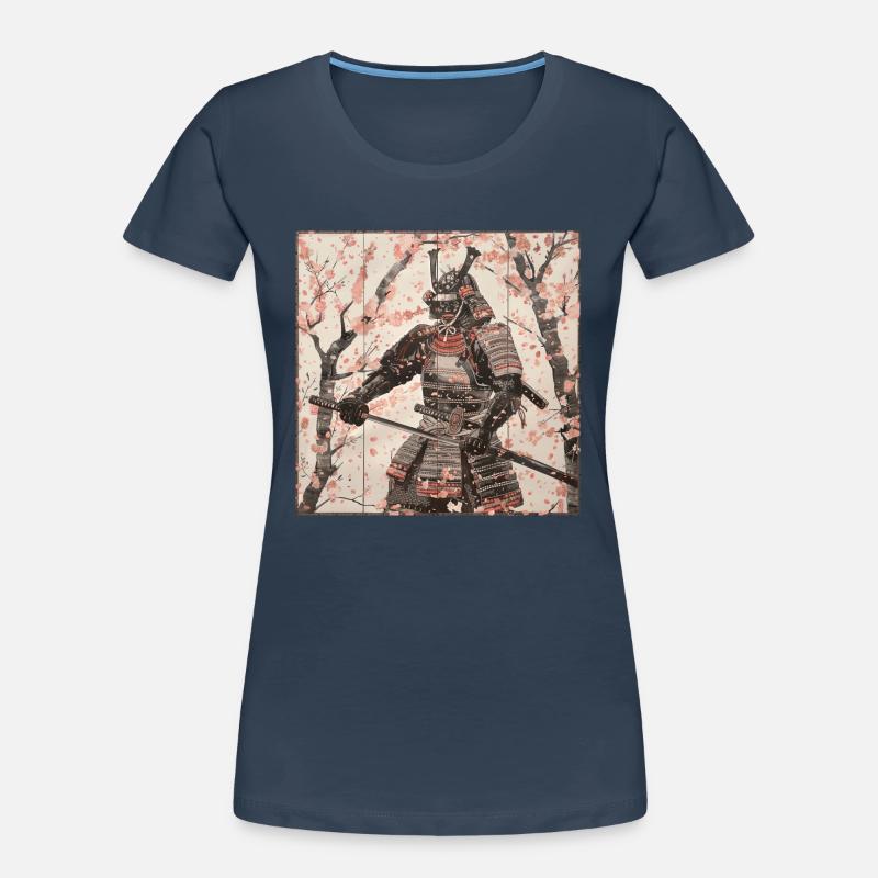 Japanisch, Samurai, Kirschblüte, Kunst, Ukiyo-E Frauen Premium Bio T-Shirt