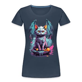 Pastell Goth Katze Dunkle Magie und Miau - Frauen Premium Bio T-Shirt -  - Vorne - Mia (176cm)
