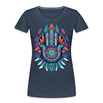 Hamsa Hand Mandala Bohemian Chic - Women's Premium Organic T-Shirt -  - Front - Mia (176cm)