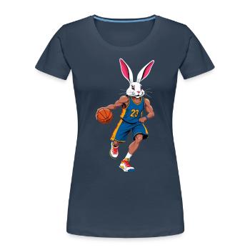Joueur De Basket-ball Lapin De Pâques Lapin Drôle - T-shirt bio Premium Femme - bleu marine - Devant - Mia (176cm)