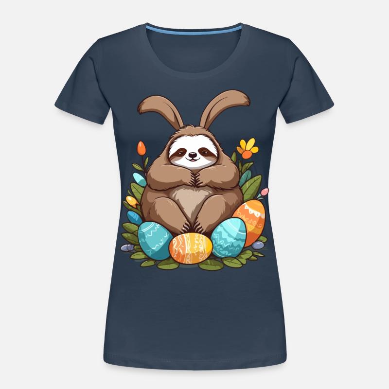 Funny Sloth Easter Bunny Cute Easter Sloth Women's Premium Organic T-Shirt