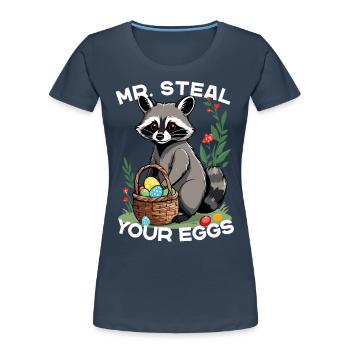Lustiger Eier Dieb Waschbären Osterhasen Design - Frauen Premium Bio T-Shirt -  - Vorne - Mia (176cm)
