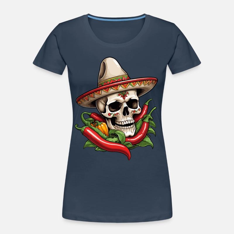 Esthétique Chili Skull Design Style mexicain T-shirt bio Premium Femme