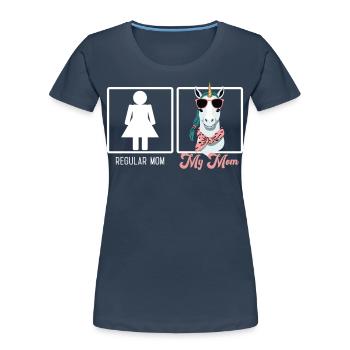 Drôle Maman Comparaison Licorne Maman - T-shirt bio Premium Femme -  - Devant - Mia (176cm)