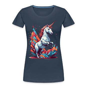 Einzigartiges Einhorn Fantasie Leuchtende Farben - Frauen Premium Bio T-Shirt -  - Vorne - Mia (176cm)