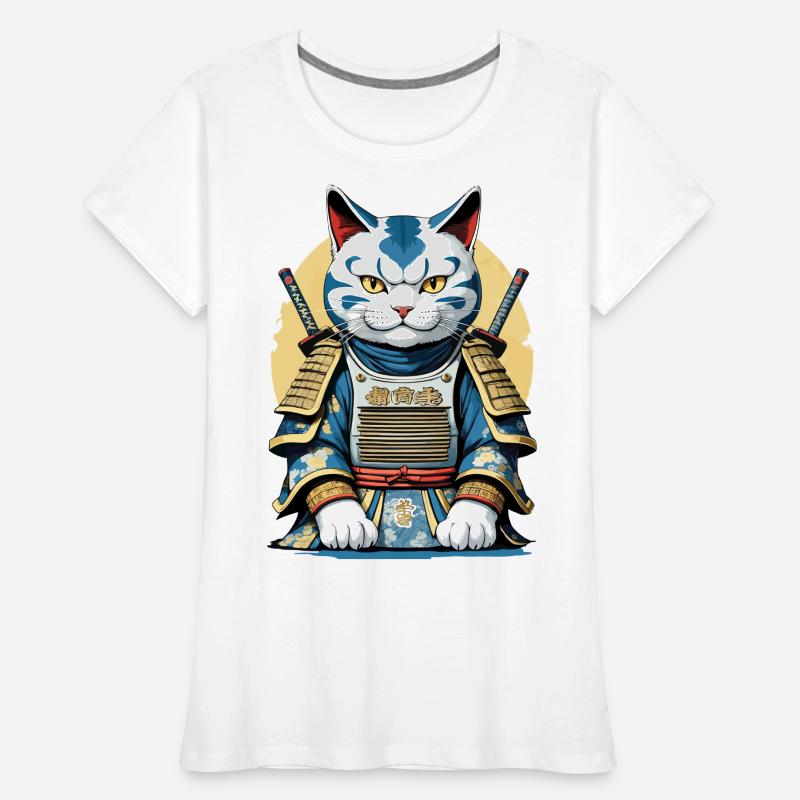 Samurai Katze Japanisches Samurai Kunstwerk Design Frauen Premium Bio T-Shirt
