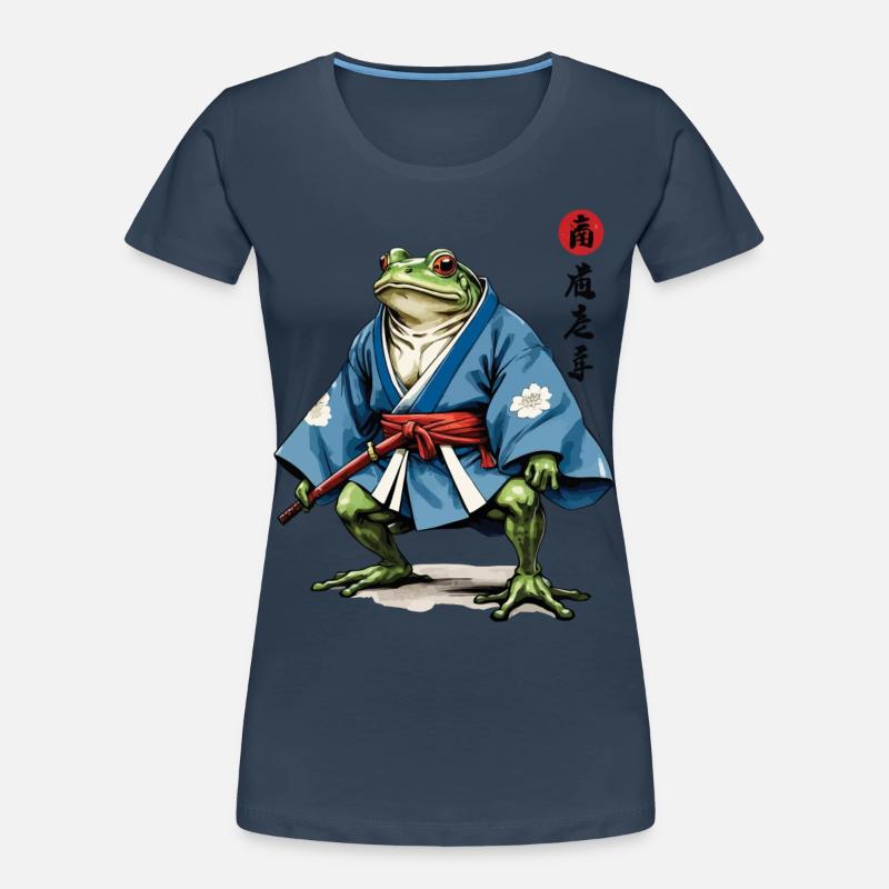Samurai Frog Vintage Ukiyo-e Style Samurai Art Women's Premium Organic T-Shirt