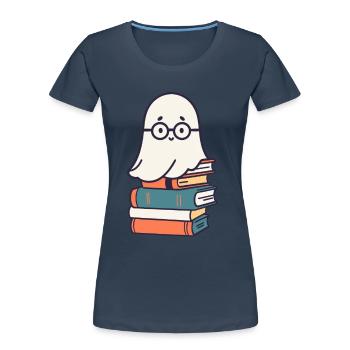 Lesendes Halloween Gespenst Kleiner Bücher Geist - Frauen Premium Bio T-Shirt -  - Vorne - Mia (176cm)