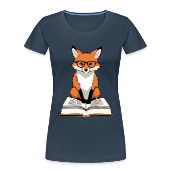 Niedlicher Buch Liebhaber Fuchs Mit Brille - Frauen Premium Bio T-Shirt -  - Vorne - Mia (176cm)