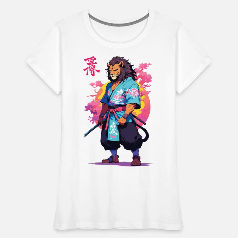 Conception esthétique Samurai Cat Vaporwave T-shirt bio Premium Femme