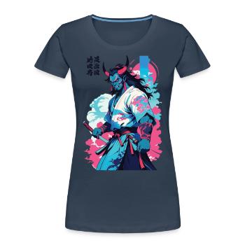 Samurai Oni Yokai Aesthetic Vaporwave Style - Women's Premium Organic T-Shirt -  - Front - Mia (176cm)
