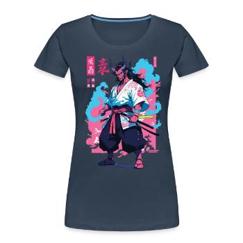 Samurai Oni Yokai Aesthetic Vaporwave Style - Women's Premium Organic T-Shirt -  - Front - Mia (176cm)