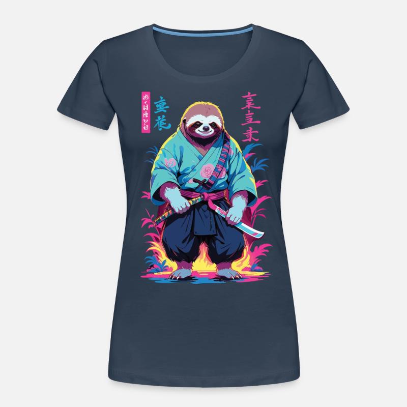 Samurai Sloth Aesthetic Vaporwave Style Women's Premium Organic T-Shirt