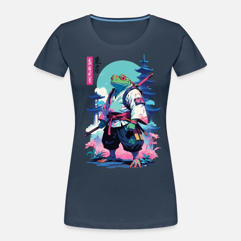 Samurai Frog Aesthetic Vaporwave Style Women's Premium Organic T-Shirt