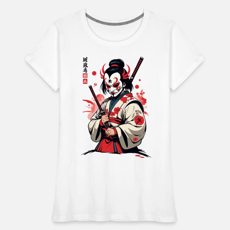 Oni Dämonen Maske Samurai Japanischer Dämon Kultur Frauen Premium Bio T-Shirt