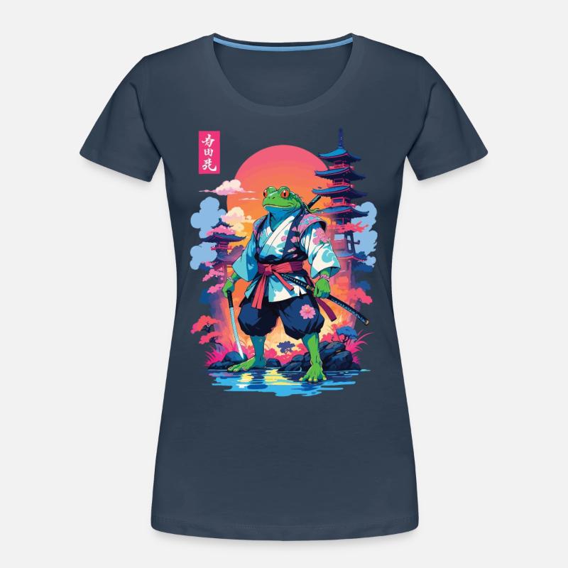 Samurai Frog & Aesthetic Vaporwave Style Women's Premium Organic T-Shirt