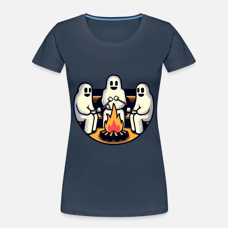 Ghosts At Campfire Camping Site Halloween Party Women's Premium Organic T-Shirt