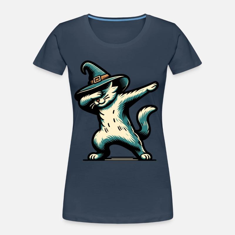 Dabbende Hexen Katze Dabbing Haustier Gruseliges Frauen Premium Bio T-Shirt
