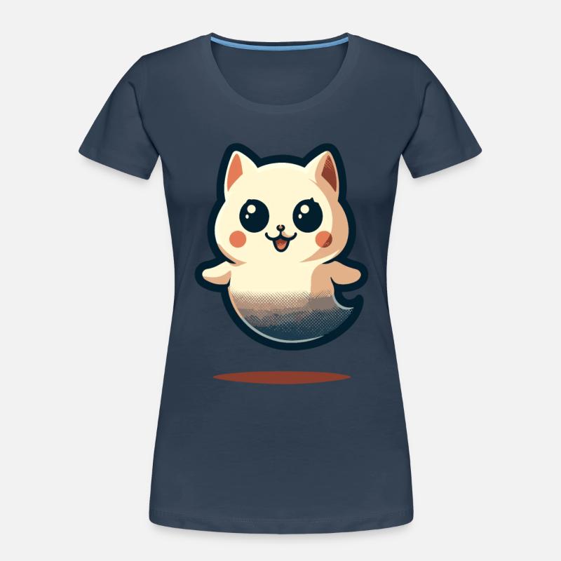 Cute Ghosts Cat Kawaii Ghost Pet Women's Premium Organic T-Shirt