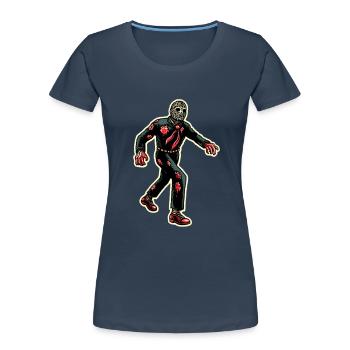 Rétro Vintage Style Halloween Zombie Costume Décoration - T-shirt bio Premium Femme - bleu marine - Devant - Mia (176cm)