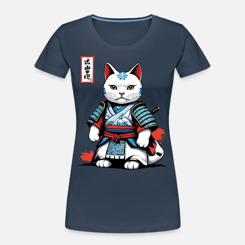 Samurai Cat in Japanese Samurai Artwork Women's Premium Organic T-Shirt