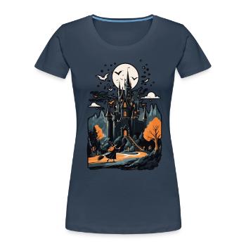 Gruseliges Geisterschloss Magische Gespensterburg - Frauen Premium Bio T-Shirt -  - Vorne - Mia (176cm)