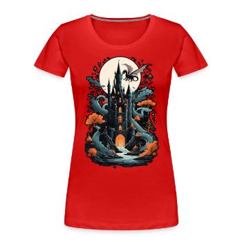 Gruseliges Geisterschloss Magische Gespensterburg - Frauen Premium Bio T-Shirt -  - Vorne - Mia (176cm)