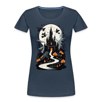 Gruseliges Geisterschloss Magische Gespensterburg - Frauen Premium Bio T-Shirt -  - Vorne - Mia (176cm)