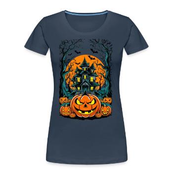 Gespenstisches Geisterhaus Gruselige Geistervilla - Frauen Premium Bio T-Shirt -  - Vorne - Mia (176cm)