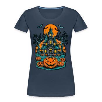 Gespenstisches Geisterhaus Gruselige Geistervilla - Frauen Premium Bio T-Shirt -  - Vorne - Mia (176cm)