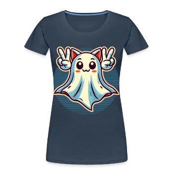 Cat Ears Ghost Kemonomimi Girl Halloween - Women's Premium Organic T-Shirt -  - Front - Mia (176cm)