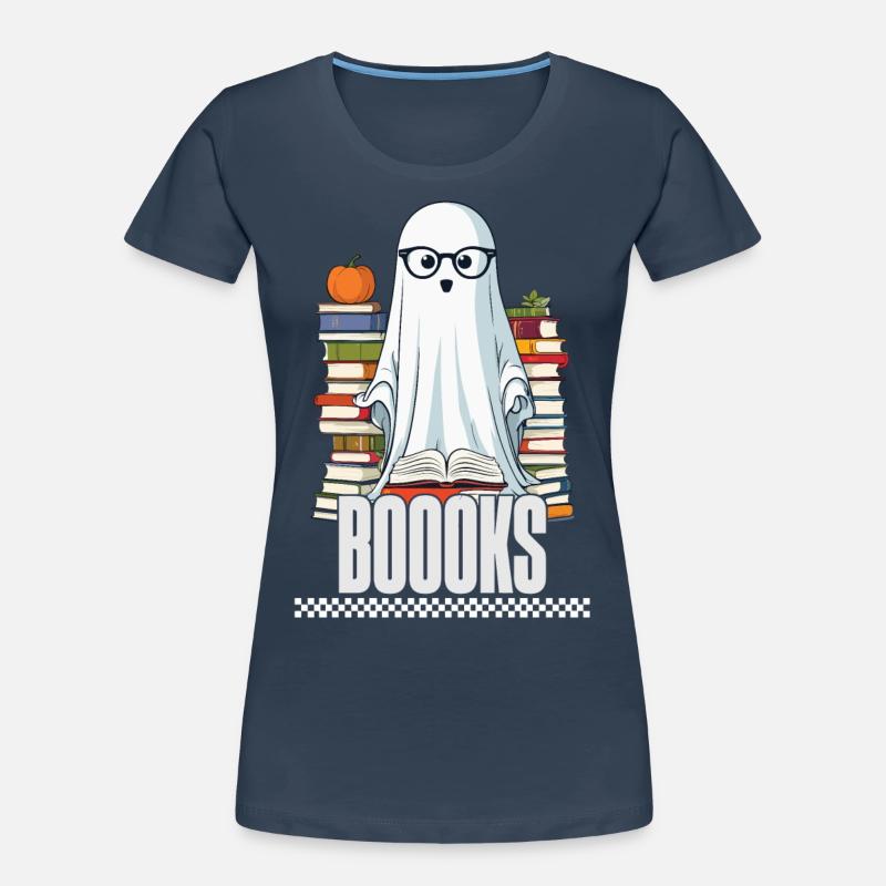 Cute Book Lover Ghost Women's Premium Organic T-Shirt
