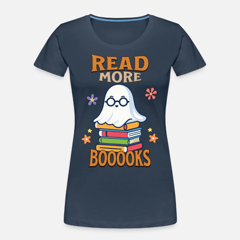 Cute Book Lover Ghost Costume Women's Premium Organic T-Shirt