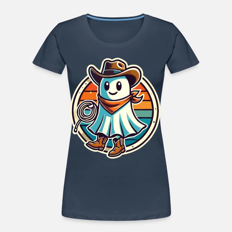 Cowboy Ghost Funny Halloween Design Women's Premium Organic T-Shirt