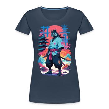 Tanuki Yokai Vaporwave Aesthetic Samurai Art - Women's Premium Organic T-Shirt -  - Front - Mia (176cm)